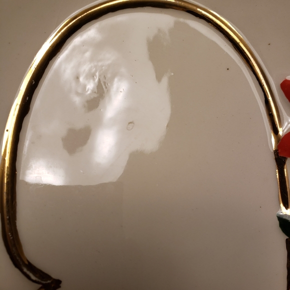 Mid-Century Hand Painted Christmas Platter - Picture 5 of 5